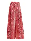 Essentiel Antwerp Pleated Snakeskin-print Trousers In Red