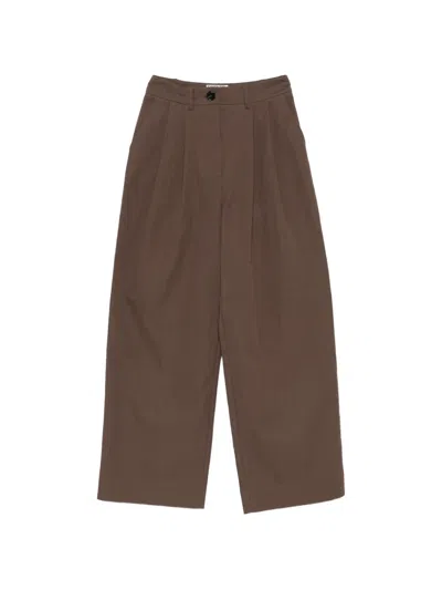 Essentiel Antwerp Pleated Trousers In Brown