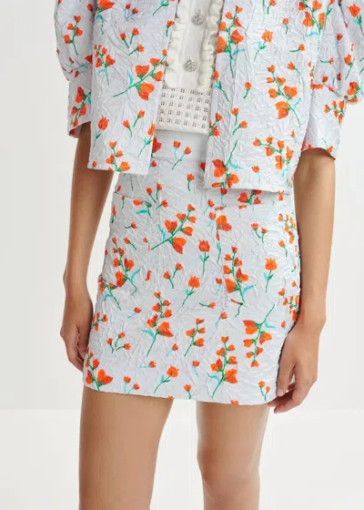 Essentiel Antwerp Pocket Mini Skirt In Green/orange/white In Blue