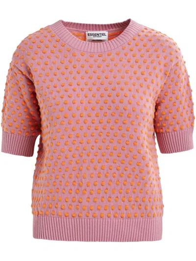 Essentiel Antwerp Polka-dot Knitted Top In Orange