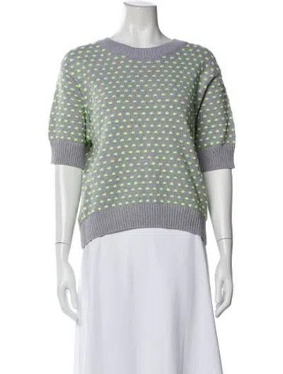 Pre-owned Essentiel Antwerp Polka Dot Print Crew Neck Sweater In Green