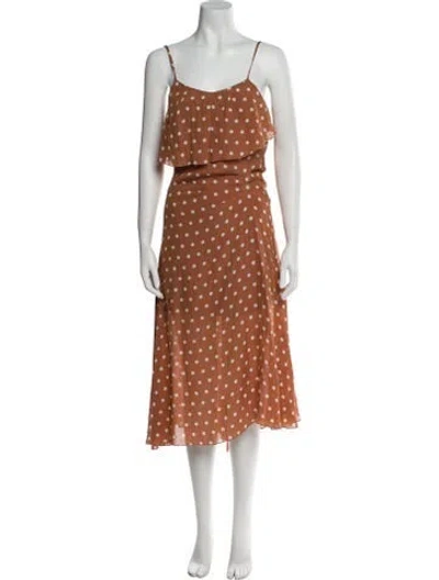 Pre-owned Essentiel Antwerp Polka Dot Print Knee-length Dress In Brown