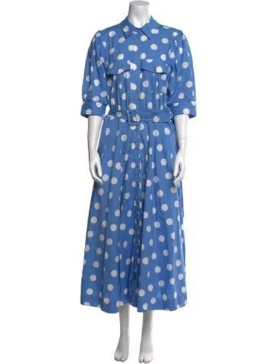 Pre-owned Essentiel Antwerp Polka Dot Print Long Dress In Blue