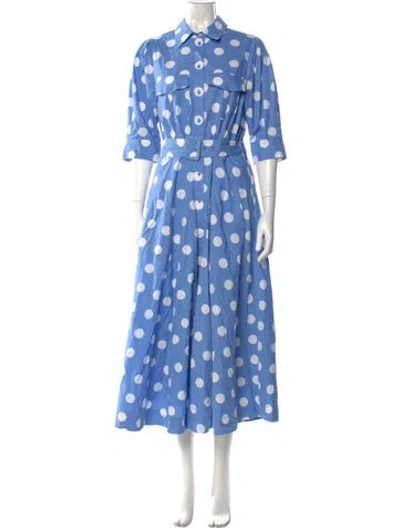 Pre-owned Essentiel Antwerp Polka Dot Print Long Dress In Blue