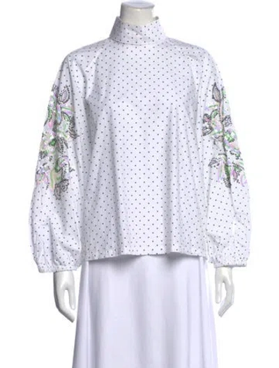 Pre-owned Essentiel Antwerp Polka Dot Print Mock Neck Top In White