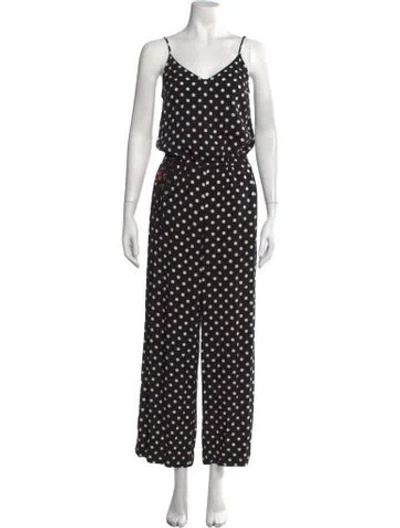 Pre-owned Essentiel Antwerp Polka Dot Print V-neck Jumpsuit In Black