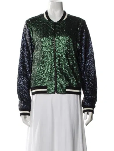 Pre-owned Essentiel Antwerp Printed Bomber Jacket In Green