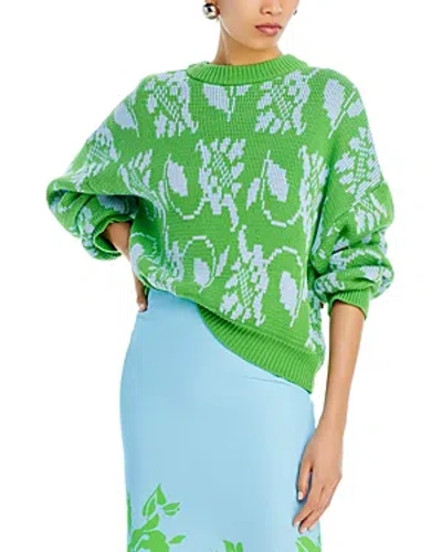 Essentiel Antwerp Printed Cotton Sweater In Combo3 Green Lizard