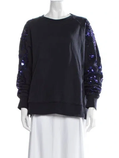 Pre-owned Essentiel Antwerp Printed Crew Neck Sweatshirt In Blue