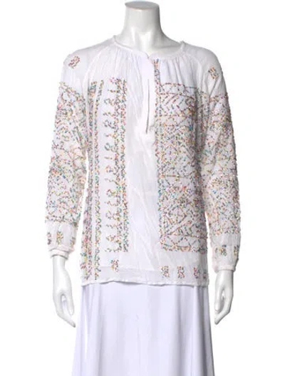 Pre-owned Essentiel Antwerp Printed Crew Neck Top In White