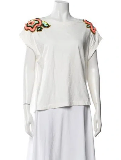 Pre-owned Essentiel Antwerp Printed Crew Neck T-shirt In White