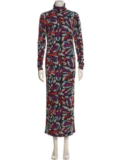 Pre-owned Essentiel Antwerp Printed Long Dress In Black