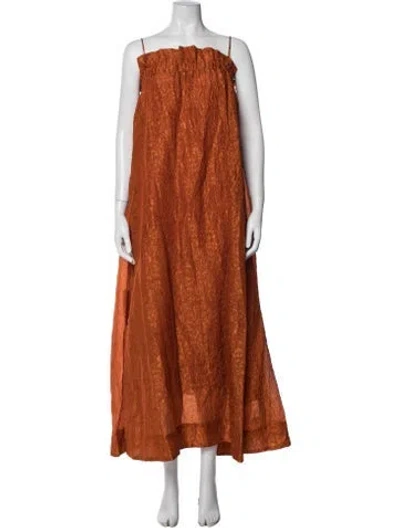 Pre-owned Essentiel Antwerp Printed Long Dress In Brown