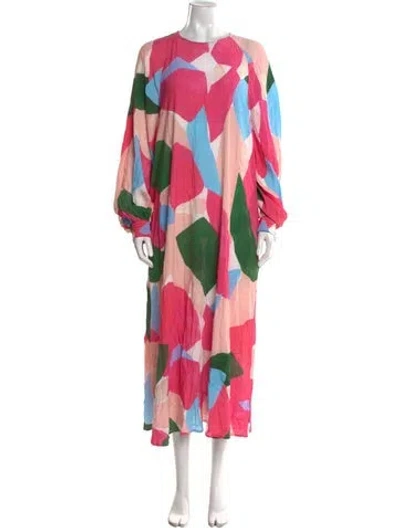 Pre-owned Essentiel Antwerp Printed Long Dress In Pink
