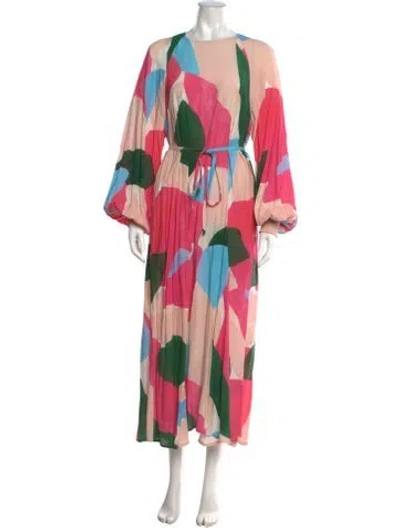 Pre-owned Essentiel Antwerp Printed Long Dress In Pink