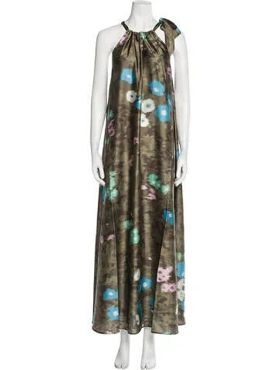 Pre-owned Essentiel Antwerp Printed Long Dress W/ Tags In Green