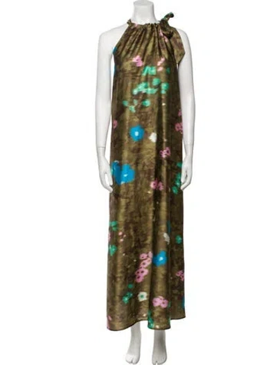 Pre-owned Essentiel Antwerp Printed Long Dress W/ Tags In Green