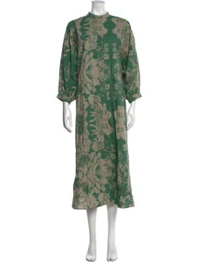 Pre-owned Essentiel Antwerp Printed Long Dress W/ Tags In Green