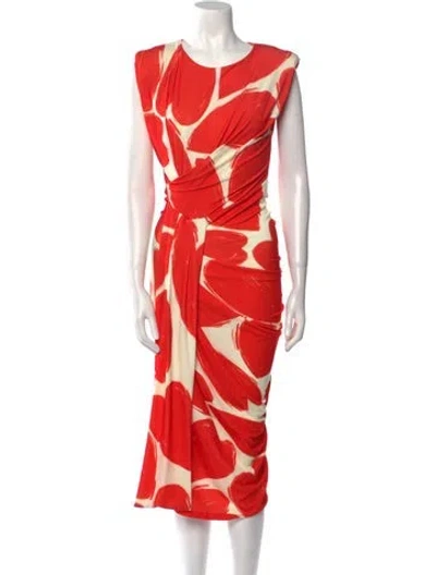 Pre-owned Essentiel Antwerp Printed Long Dress W/ Tags In Orange