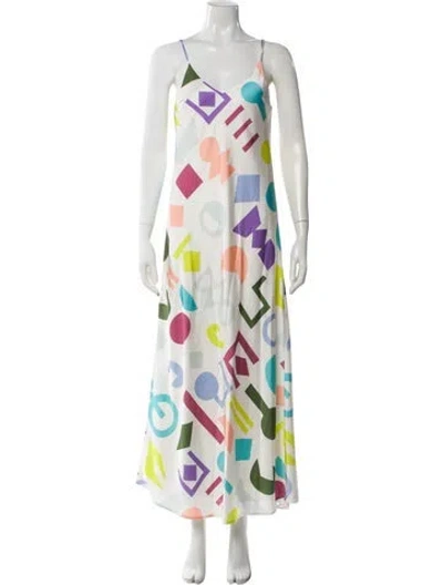 Pre-owned Essentiel Antwerp Printed Long Dress In White