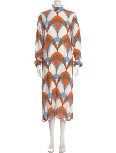 Pre-owned Essentiel Antwerp Printed Long Dress In White
