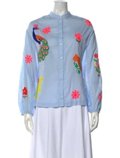 Pre-owned Essentiel Antwerp Printed Long Sleeve Blouse In Blue