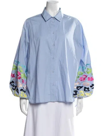 Pre-owned Essentiel Antwerp Printed Long Sleeve Blouse In Blue