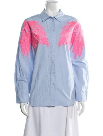 Pre-owned Essentiel Antwerp Printed Long Sleeve Top In Blue