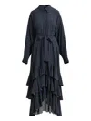 Essentiel Antwerp Printed Ruffle Maxi Dress In Blue