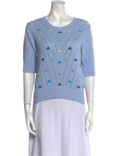 Pre-owned Essentiel Antwerp Printed Scoop Neck Sweater W/ Tags In Blue