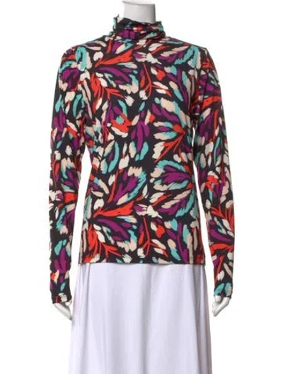Pre-owned Essentiel Antwerp Printed Turtleneck Top In Multicolor
