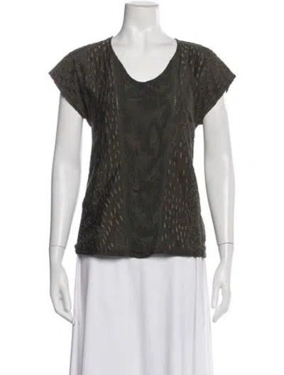 Pre-owned Essentiel Antwerp Printed V-neck Top In Green