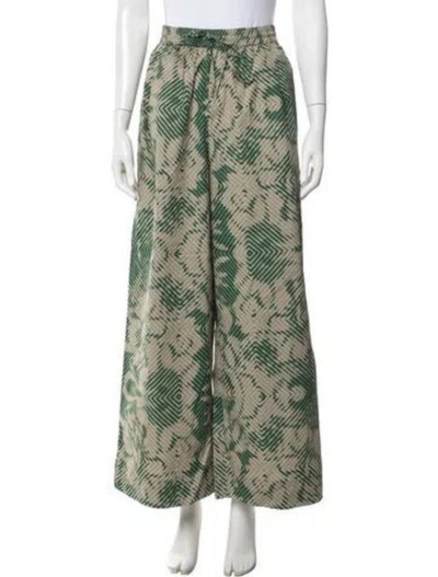 Pre-owned Essentiel Antwerp Printed Wide Leg Pants In Green