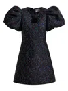 Essentiel Antwerp Puff-sleeve Floral-print Mini Dress In Black