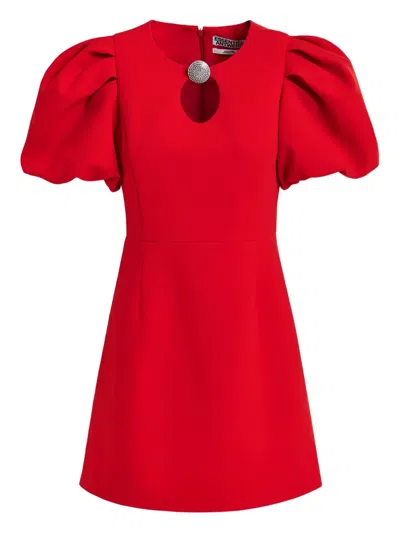 Essentiel Antwerp Puff-sleeve Jewel-embellished Mini Dress In Red