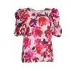 Essentiel Antwerp Puff Sleeve Top With Hidden Zip Closure In Pink
