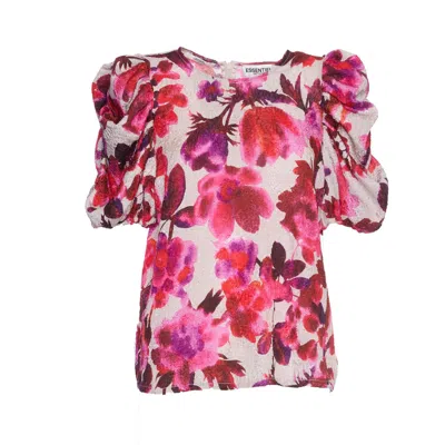Essentiel Antwerp Puff Sleeve Top With Hidden Zip Closure In Pink