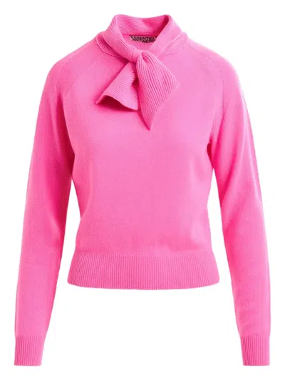 Essentiel Antwerp Pussy-bow Cashmere Sweater In Pink