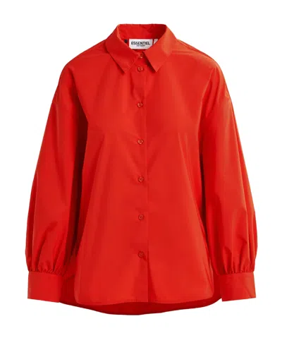 Essentiel Antwerp Red Oversized Shirt With Pleated Cuffs