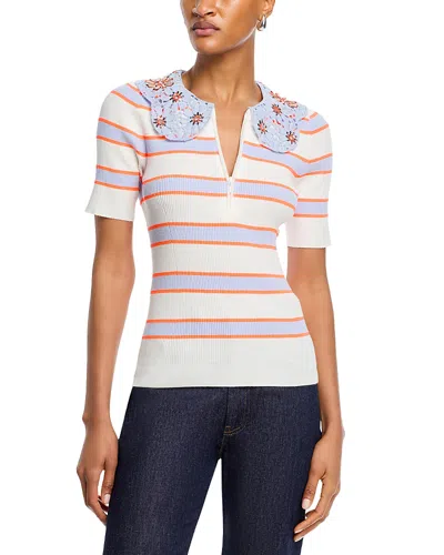 ESSENTIEL ANTWERP REMOVABLE LACE COLLAR RIBBED KNIT TOP