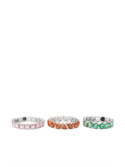 Essentiel Antwerp Rhinestone Bracelets (set Of Three) In Silver