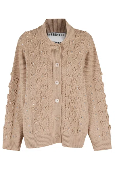 Essentiel Antwerp Embellished Button Cardigan In Neutral