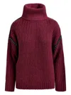Essentiel Antwerp Ribbed-knit Crystal-embellishment Sweater In Red