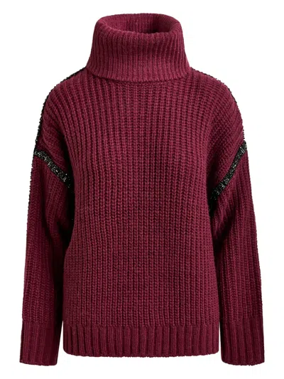 Essentiel Antwerp Ribbed-knit Crystal-embellishment Sweater In Red