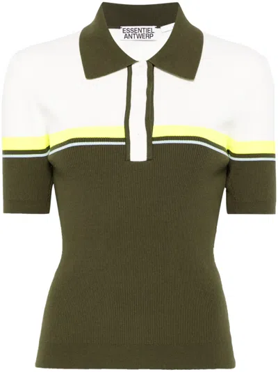 Essentiel Antwerp Ribbed Polo Shirt In Green