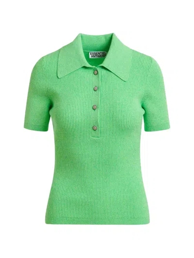 Essentiel Antwerp Knitted Polo Shirt In Green