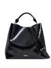 Essentiel Antwerp Rolled-handle Gloss Shopper Bag In Black