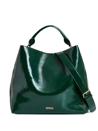 Essentiel Antwerp Rolled-handle Shopper Bag In Green