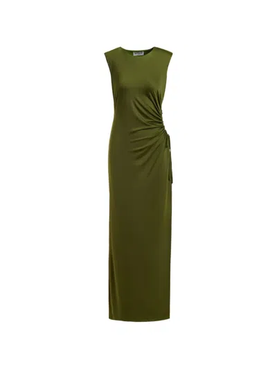 Essentiel Antwerp Ruched-detail Sleeveless Maxi Dress In Green