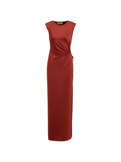 Essentiel Antwerp Ruched-side Maxi Dress In Brown